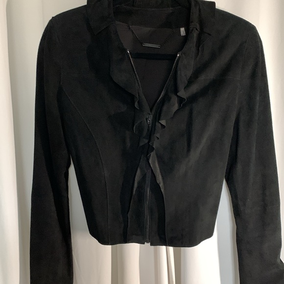 Elie Tahari Suede Cropped Jacket - Picture 3 of 10